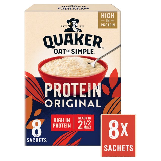 Quaker Oat So Simple Protein Original Porridge Sachets Cereal, 8 Per Pack