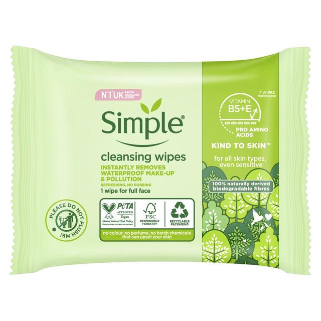 Simple Kind To Skin Cleansing Facial Wipes, 7 Per Pack