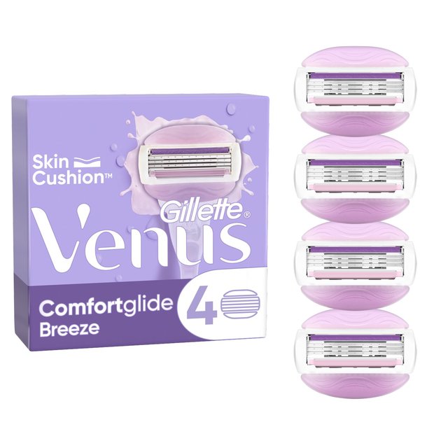 Gillette Venus Comfortglide Razor Blades Breeze, 4 Per Pack