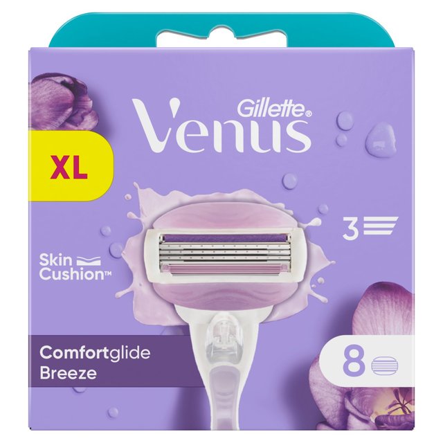 Gillette Venus Comfortglide Razor Blades Breeze, 8 Per Pack