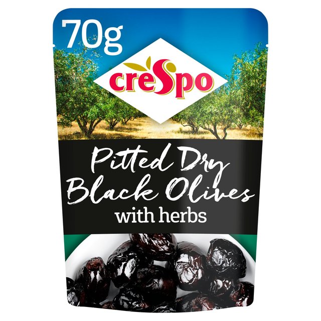 Crespo Dry Black Olives With Herbs, 70g
