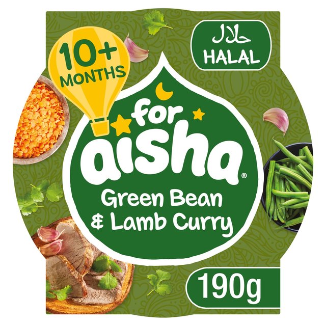 For Aisha Green Bean & Lamb Curry With Lentils Pot, 10 Mths+, 190g