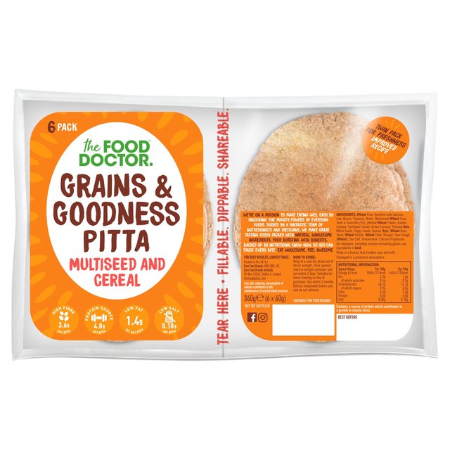 The Food Doctor Cereal & Seed Pitta Bread, 6 Per Pack