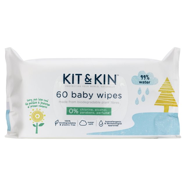 Kit & Kin Biodegradable Baby Wipes, 60 per Pack