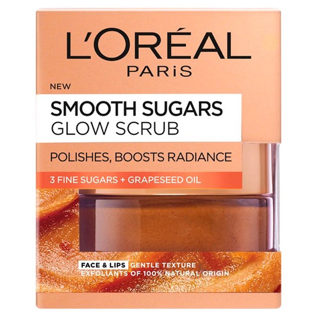 L’Oral Paris Smooth Sugar Glow Grapeseed Face And Lip Scrub, 50ml
