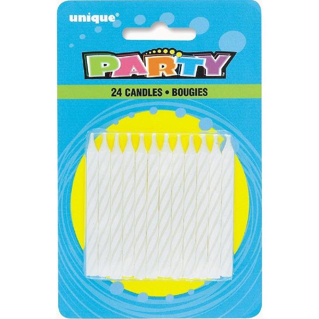White Spiral Birthday Candles, 24 Per Pack