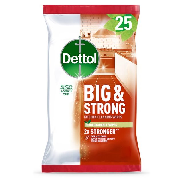 Dettol Big & Strong Kitchen Surface Cleaning Wipes, 25 Per Pack