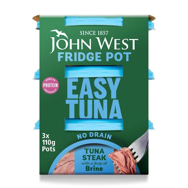 John West No Drain Fridge Pot Tuna Steak In Brine 3 Pack, 3 x 110g