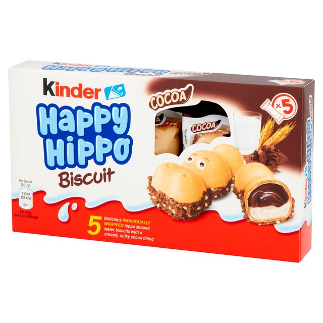Kinder 5 Happy Hippo Milk & Cocoa Cream Biscuits, 103.5g