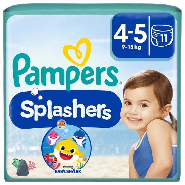 Pampers Splashers Swim Nappies, Size 4-5, 9-15kg, 4-5 Years, Size 4-5, 9-15kg