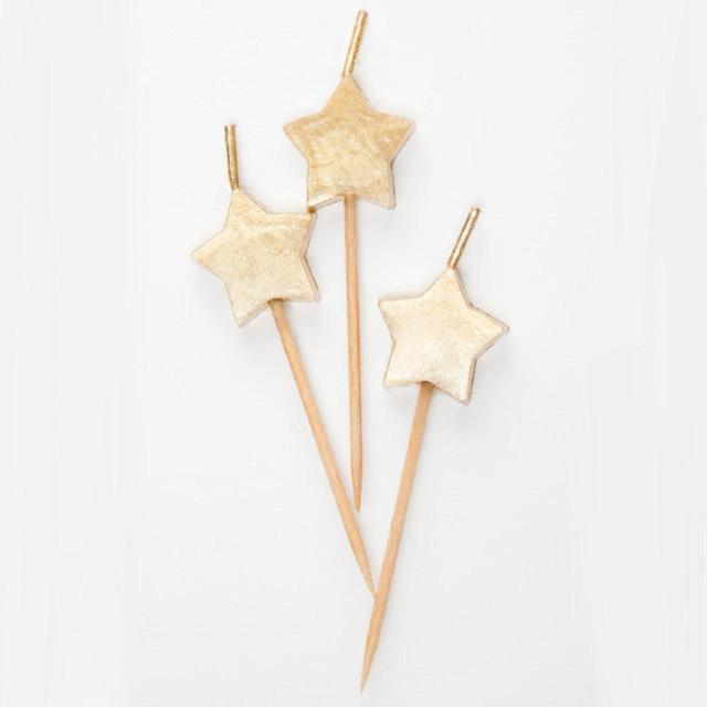 Gold Star Birthday Candles, 6 per Pack