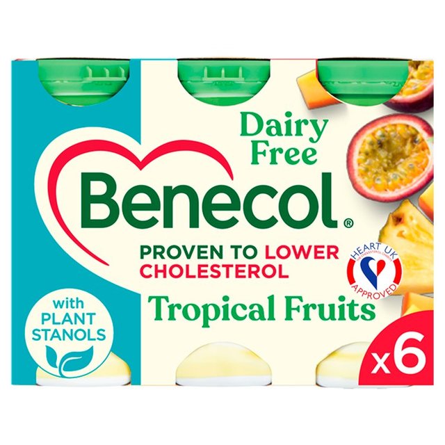 Benecol Cholesterol Lowering Yoghurt Drink Dairy Free Tropical, 6 x 67.5g
