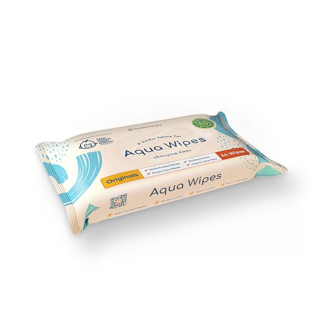 Aqua Wipes 100% Biodegradable Baby Wipes, 64 per Pack