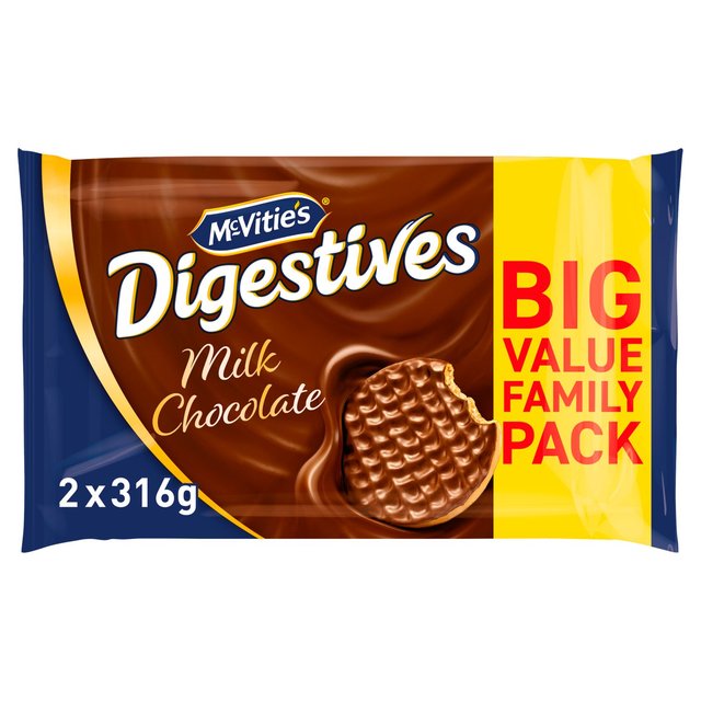 McVitie’s Digestives Milk Chocolate Biscuits Twin Pack, 2 x 316g