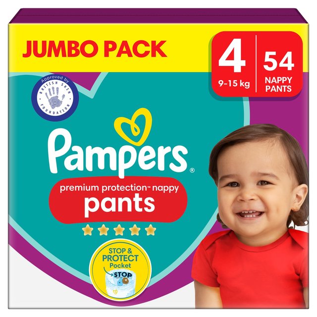 Pampers Active Fit Nappy Pants, Size 4, 9-15kg, Jumbo+ Pack