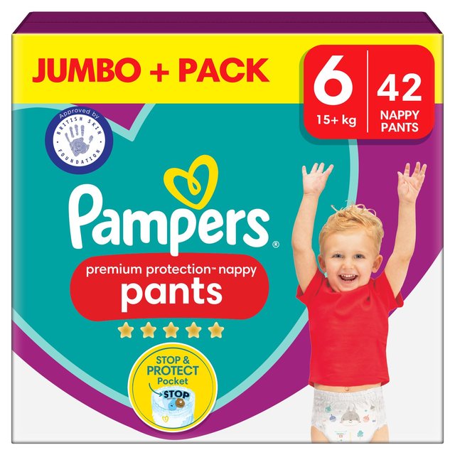 Pampers Active Fit Nappy Pants, Size 6, 15kg+, Jumbo+ Pack