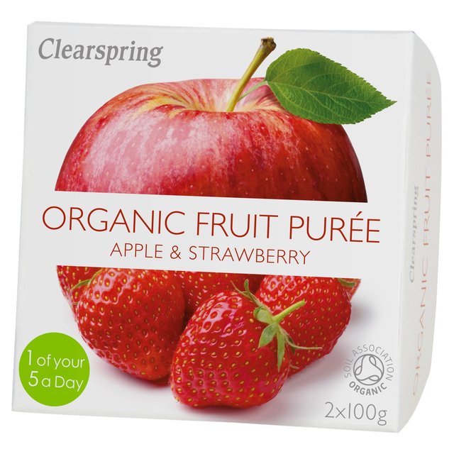 Clearspring Organic Apple & Strawberry Puree, 2 x 100g