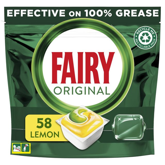 Fairy AIO Fairy Original All In One Dishwasher Tablets Lemon, 58 Per Pack