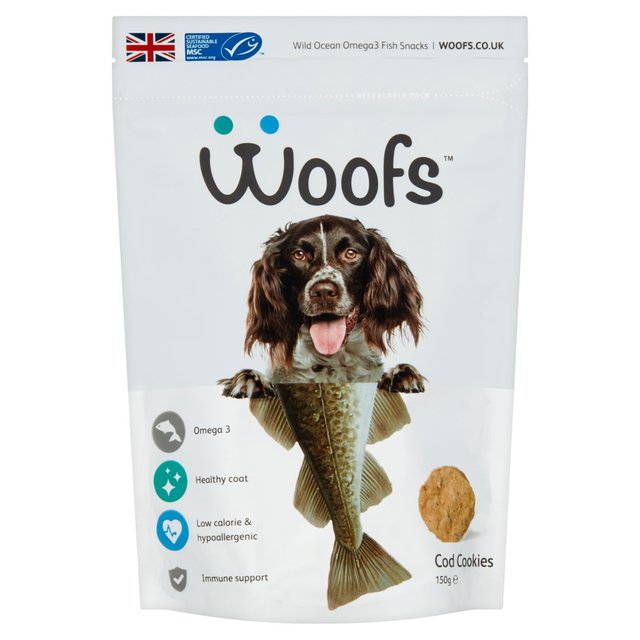 Woofs Cod Cookies Dog Treats - 100% Natural MSC Fish, 150g