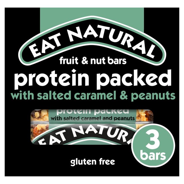 Eat Natural Protein Packed Salted Caramel & Peanuts Bars, 3 x 45g