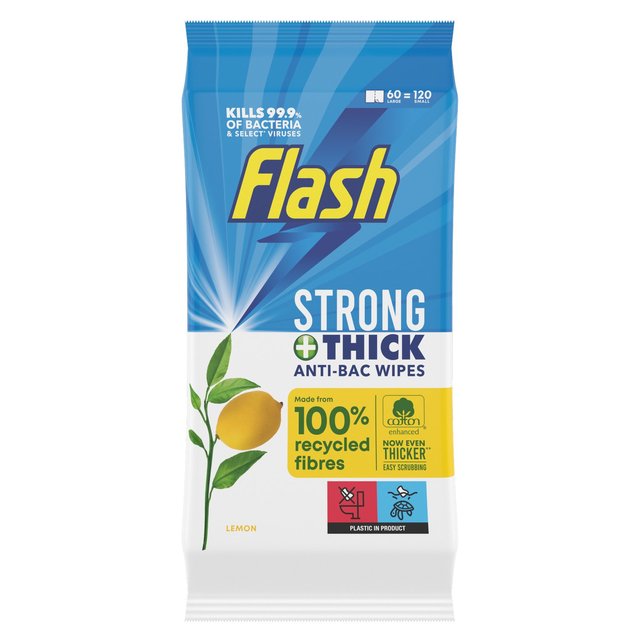 Flash Anti-Bacterial All Purpose Wipes, 120 Per Pack