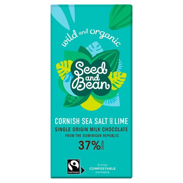 Seed & Bean Organic Milk Chocolate Bar Sea Salt & Tropical Lime, 85g