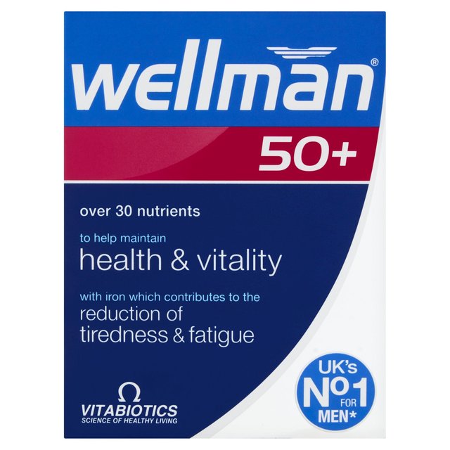 Vitabiotics Wellman 50+ Health & Vitality Reduction of Tiredness Tablets, 30 Per Pack