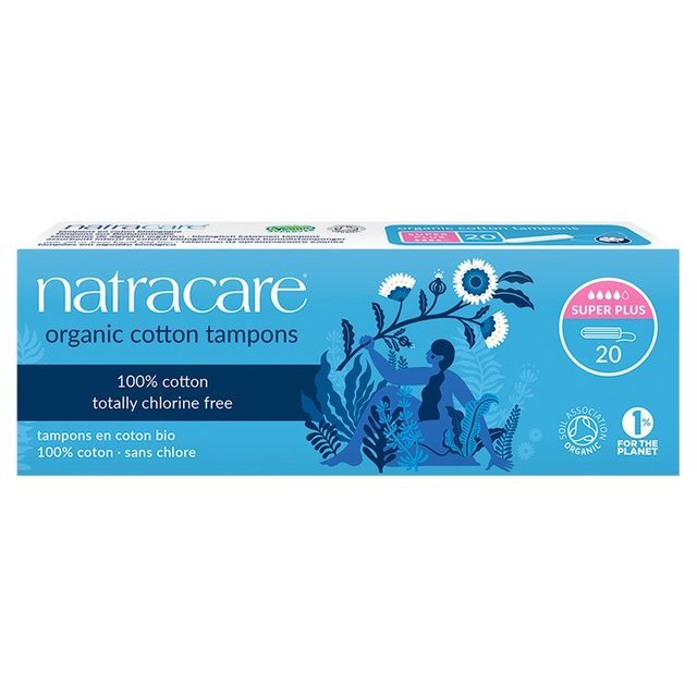 Natracare Organic Non-Applicator Super Plus Tampons, 20 per Pack