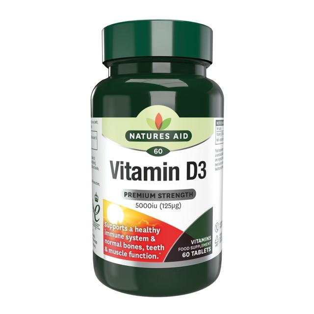 Natures Aid Maximum Strength Vitamin D3 Tablets 5000iu, 60 per Pack