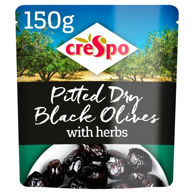 Crespo Dry Black Olives With Herbs, 150g
