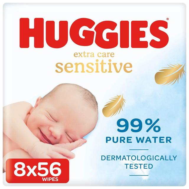 Huggies Pure Extra Care Baby Wipes, 8 x 56 per Pack