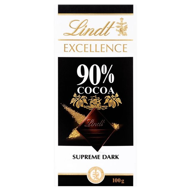 Lindt Excellence 90% Dark Supreme Chocolate Bar, 100g