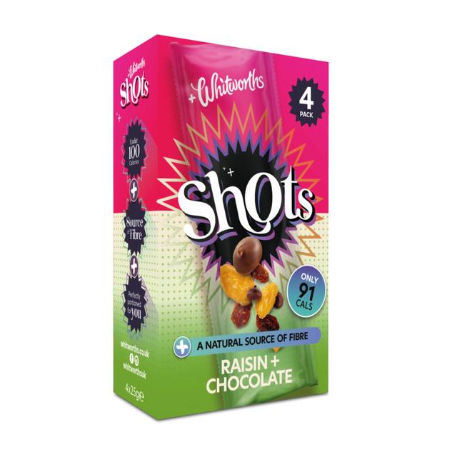 Whitworths Shots Snack Pack Raisin & Chocolate, 4 Per Pack