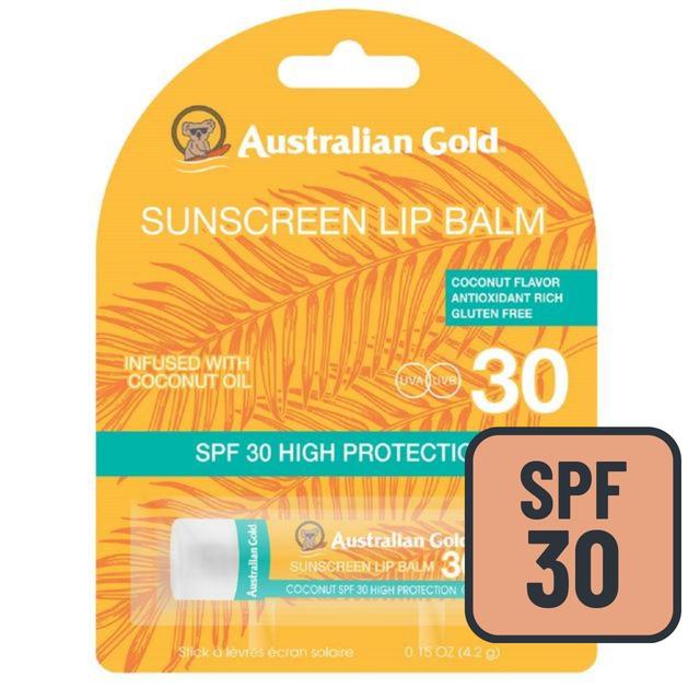 Australian Gold SPF 30 Sunscreen Lip Balm, Coconut, 4g