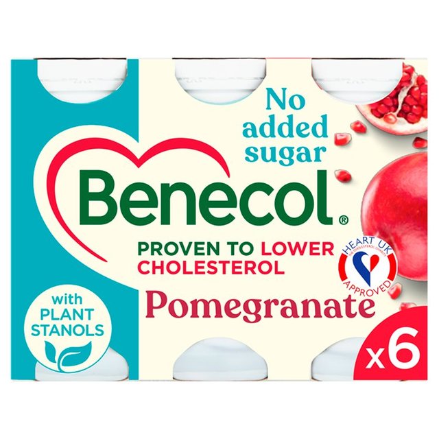 Benecol Cholesterol Lowering Pomegranate Yoghurt Drink, 6 x 67.5g