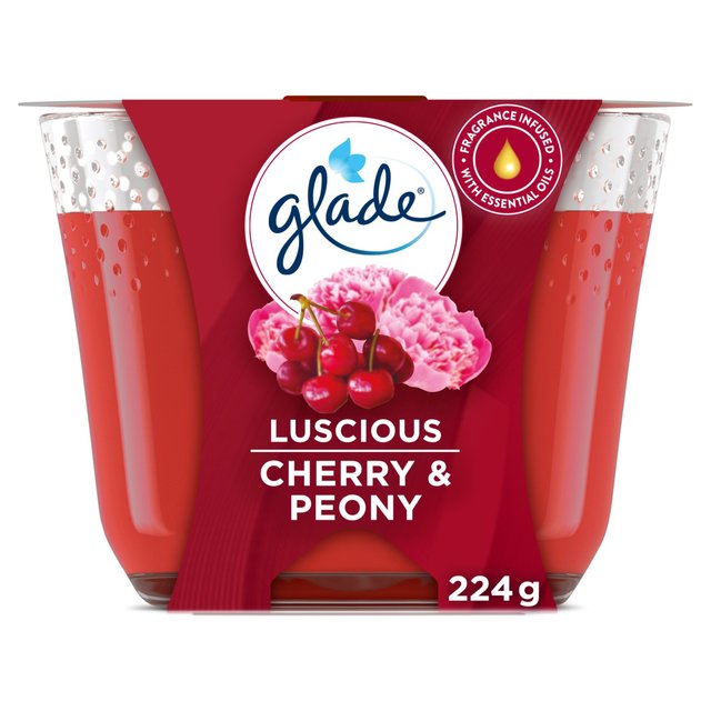 Glade Large Candle Cherry & Peony Air Freshener, 224g
