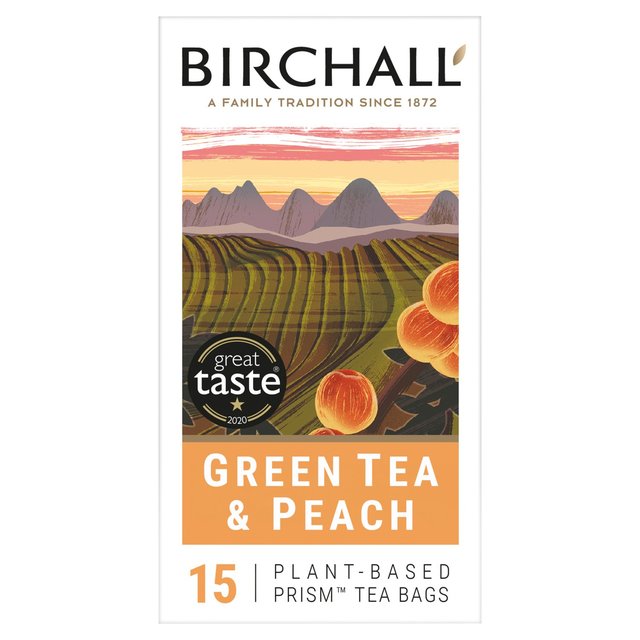 Birchall Green Tea & Peach Tea Bags, 15 Per Pack