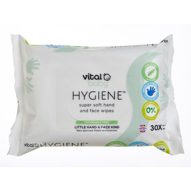 Vital Baby Fragrance Free Hand & Face Wipes, 30 per Pack