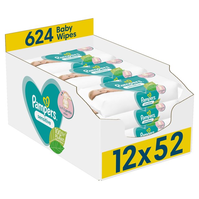 Pampers Baby Wipes Sensitive, 12 x 52 per Pack