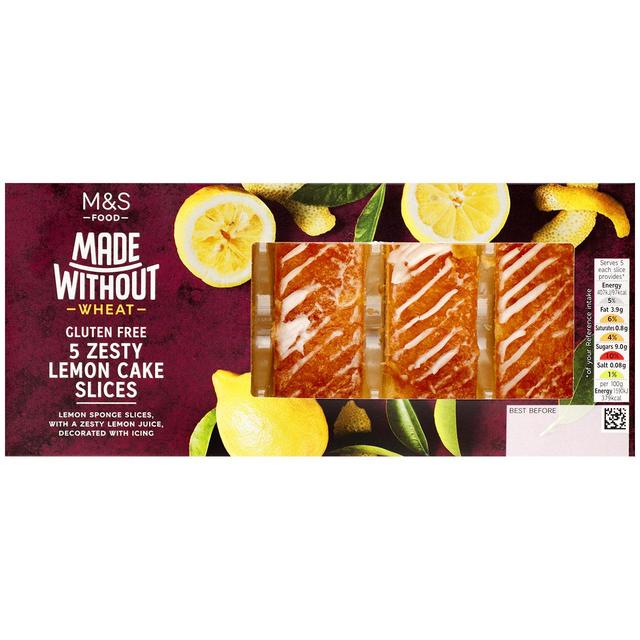 M & S, One Size, Made Without Zesty Gluten-Free Lemon Cake Slices, 5 Per Pack
