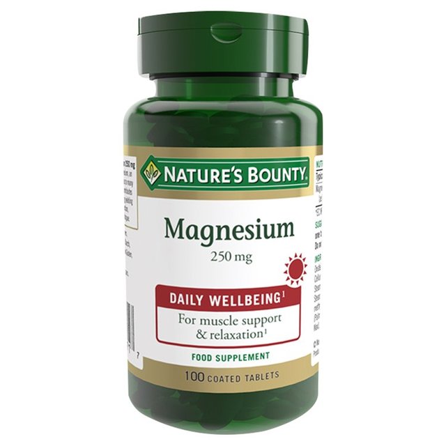 Nature’s Bounty Magnesium Supplement Tablets 250mg, 100 Per Pack