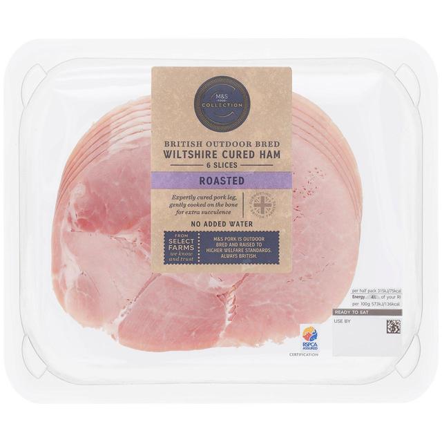 M & S British Wiltshire Roast Ham 6 Slices, 110g