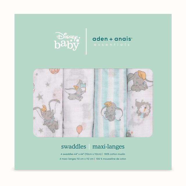 Aden + Anais Muslin Swaddle Blankets Dumbo, 4 per Pack