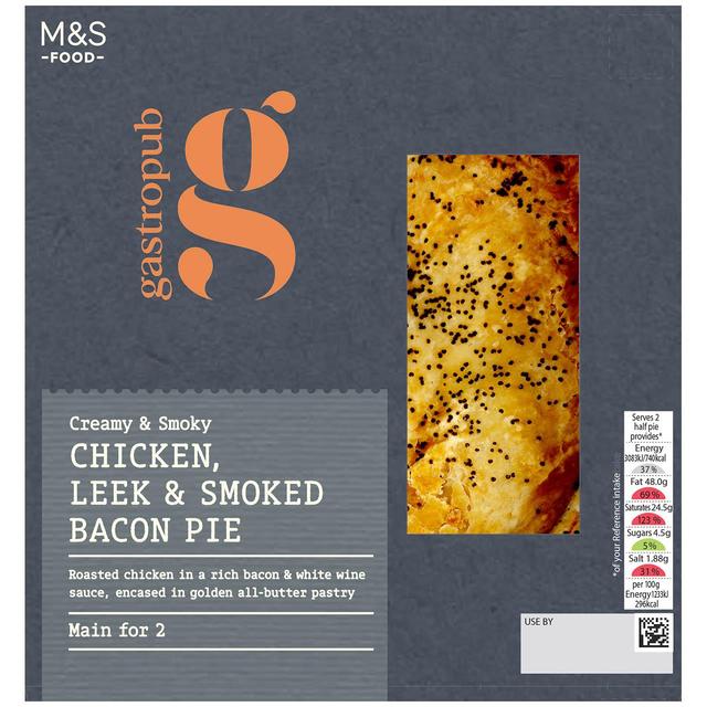 M & S Gastropub Creamy Chicken, Leek & Smoked Bacon Pie for Two, 500g