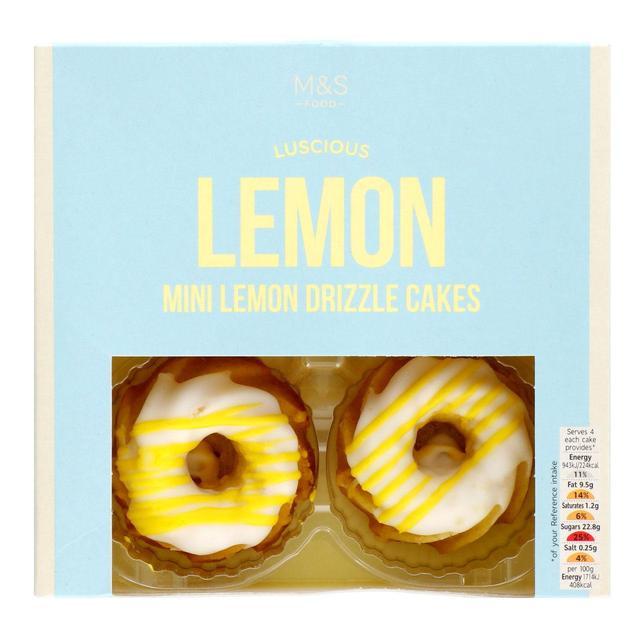 M & S Mini Lemon Drizzle Cakes, 4 Per Pack