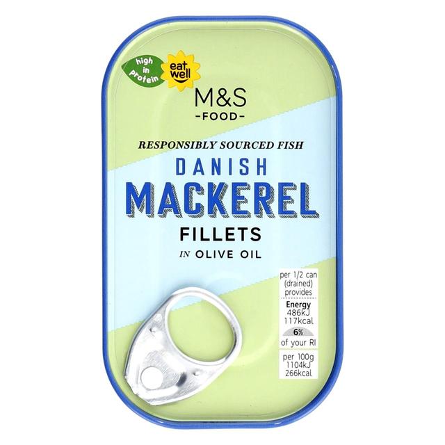M & S Danish Mackerel Fillets in Olive Oil, 125g