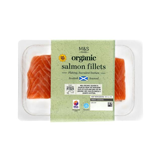 M & S Organic 2 Salmon Fillets, 240g