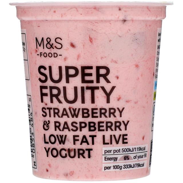 M & S Super Fruity Low Fat Live Yogurt Strawberry & Raspberry, 150g