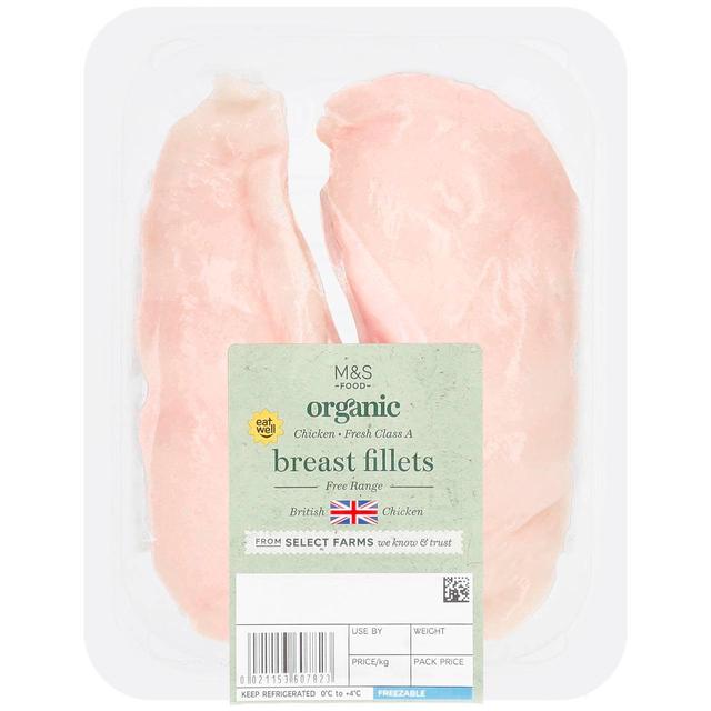 M & S Organic Free Range Chicken Breast Fillets, Typically: 320g
