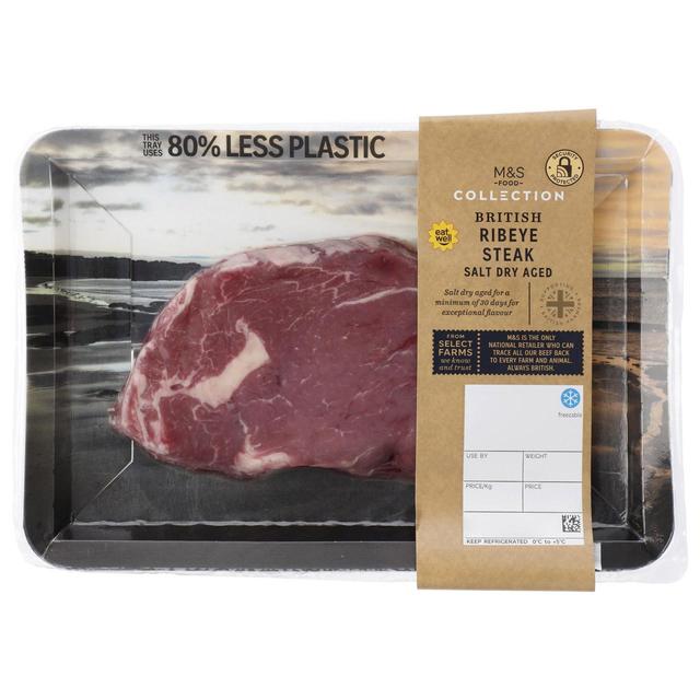 M & S British Salt Dry Aged Ribeye Steak, Typically: 230g